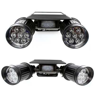 Dual Head LED Outdoor Solar Spotlights IP65 With PIR For Garden Lighting