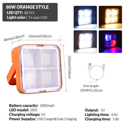 LED Solar Flood Light With Foldable And Hangable IP65 Outdoor Camping