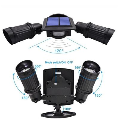 Dual Head LED Outdoor Solar Spotlights IP65 With PIR For Garden Lighting